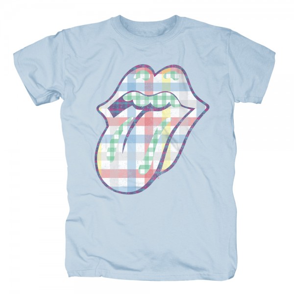 THE ROLLING STONES - Gingham Tongue hellblau T-Shirt