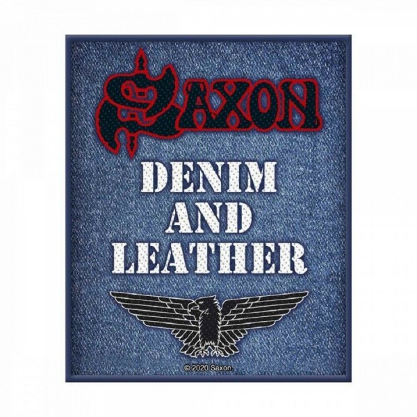SAXON - Denim And Leather Patch Aufnäher 8 x 10cm