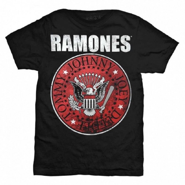 THE RAMONES - Crest Logo Red T-Shirt